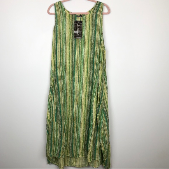 NWT Sarah Santos Lagenlook Striped Cotton Dress - Picture 3 of 9
